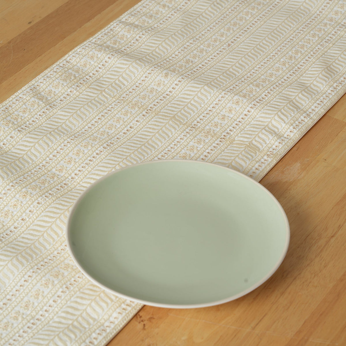 Decorative Table Runner with Tassels - Beige