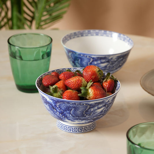 Royal Blue Dragon Soup Bowl - Set of 2