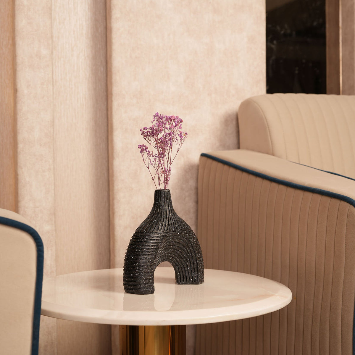 Glazed Black Arch Vase