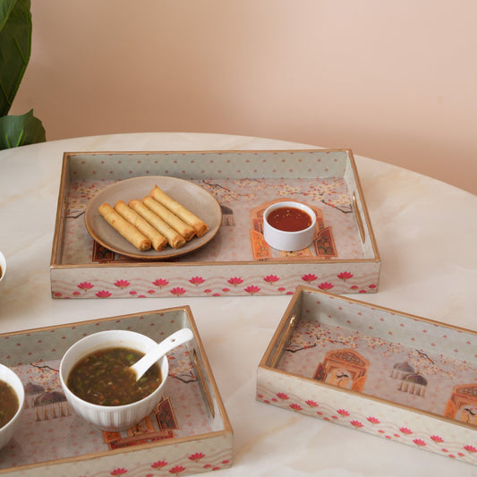 Heritage Mughal Art Serving Trays - Set of 3