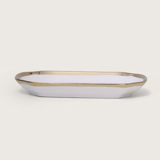 White Platter with Gold Rim