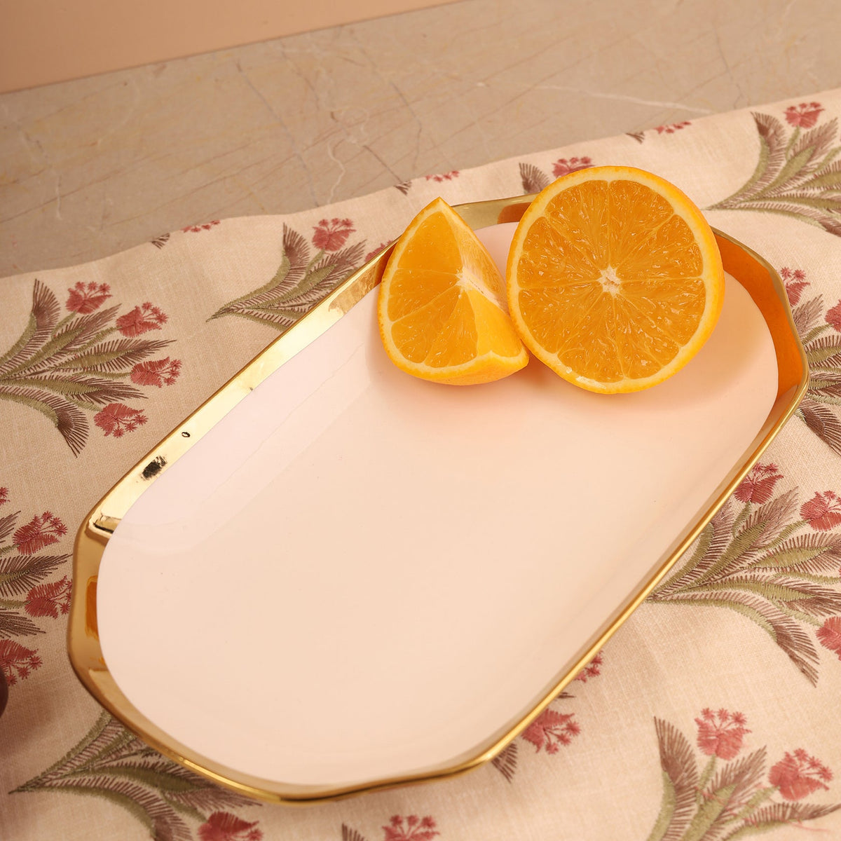 White Platter with Gold Rim
