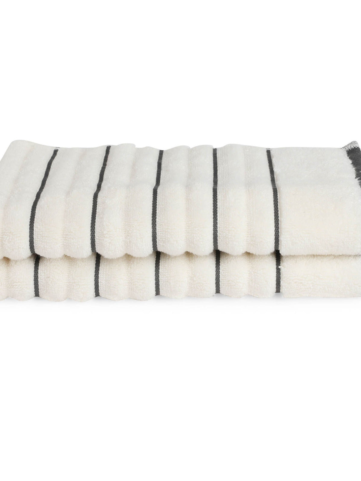 HOME 360 High Loft Ribbed 100% Cotton Hand Towels 40X60 CM | Set of 2 | Texture High Absorbency | Dries Quicker | Perfect for everyday use