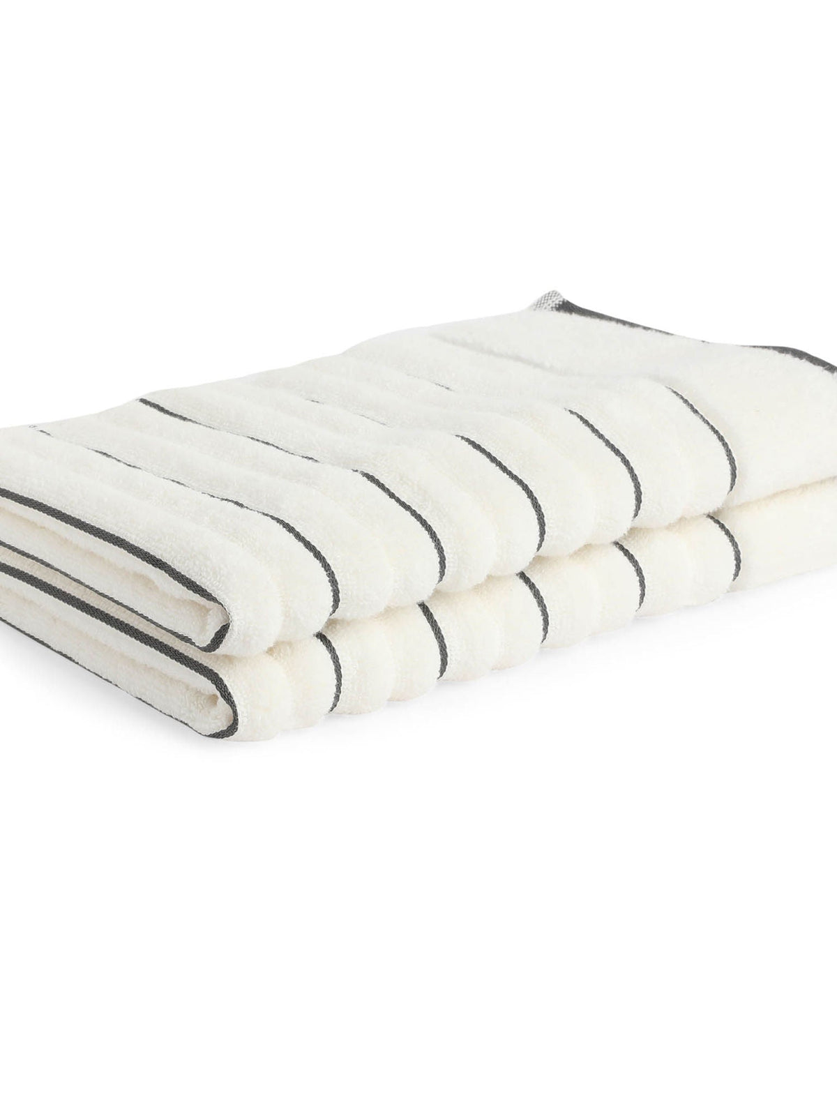 HOME 360 High Loft Ribbed 100% Cotton Hand Towels 40X60 CM | Set of 2 | Texture High Absorbency | Dries Quicker | Perfect for everyday use