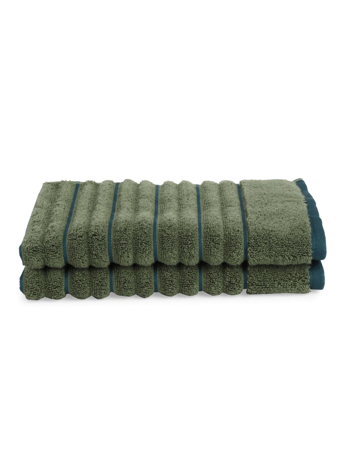 HOME 360 High Loft Ribbed 100% Cotton Hand Towels 40X60 CM | Set of 2 | Texture High Absorbency | Dries Quicker | Perfect for everyday use