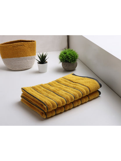 HOME 360 High Loft Ribbed 100% Cotton Hand Towels 40X60 CM | Set of 2 | Texture High Absorbency | Dries Quicker | Perfect for everyday use
