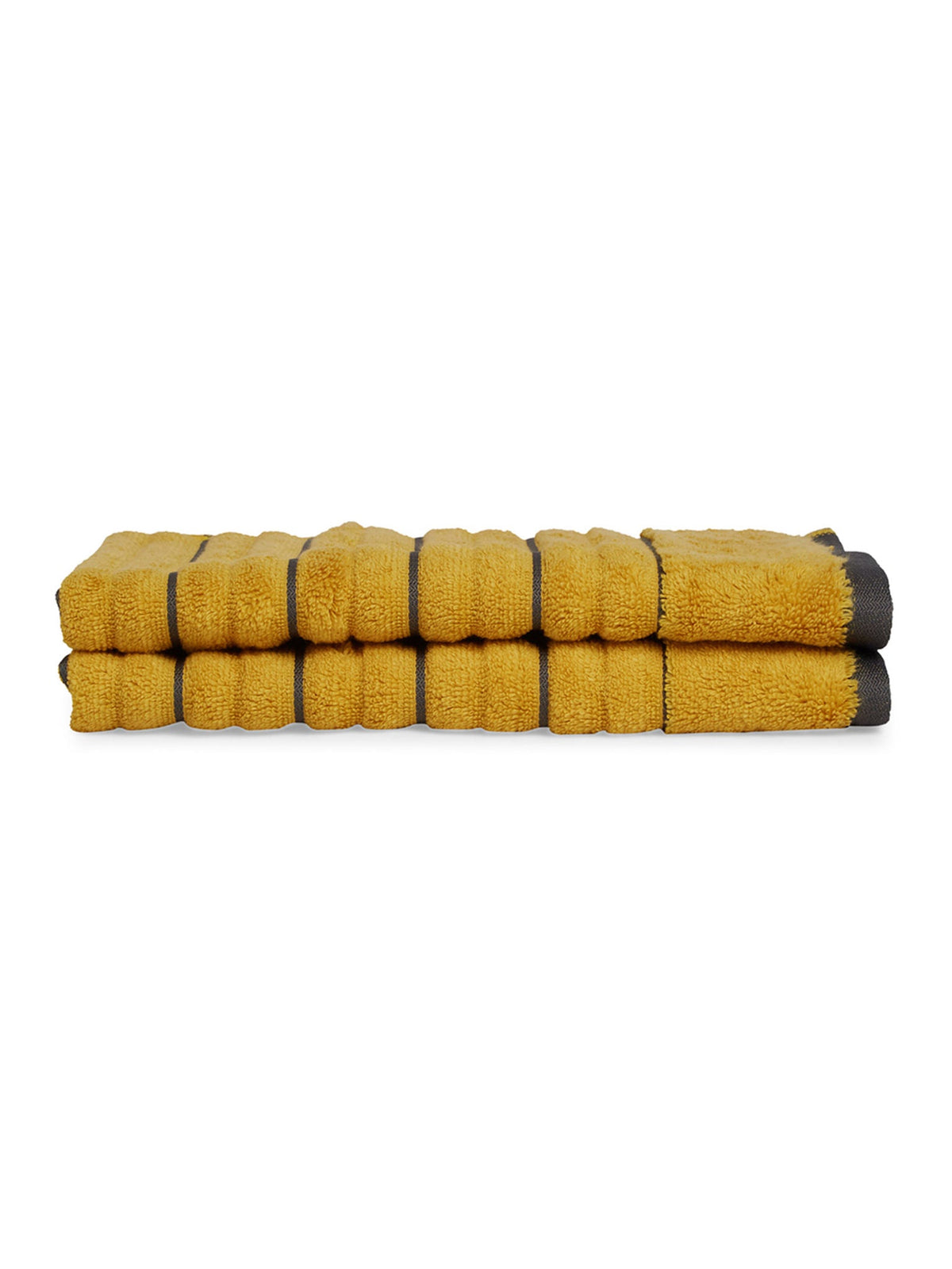 HOME 360 High Loft Ribbed 100% Cotton Hand Towels 40X60 CM | Set of 2 | Texture High Absorbency | Dries Quicker | Perfect for everyday use