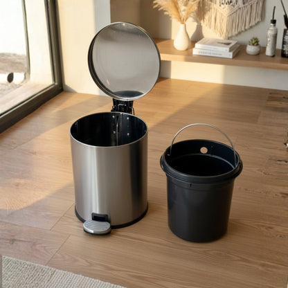 European Steel Pedal Dustbin - Silver