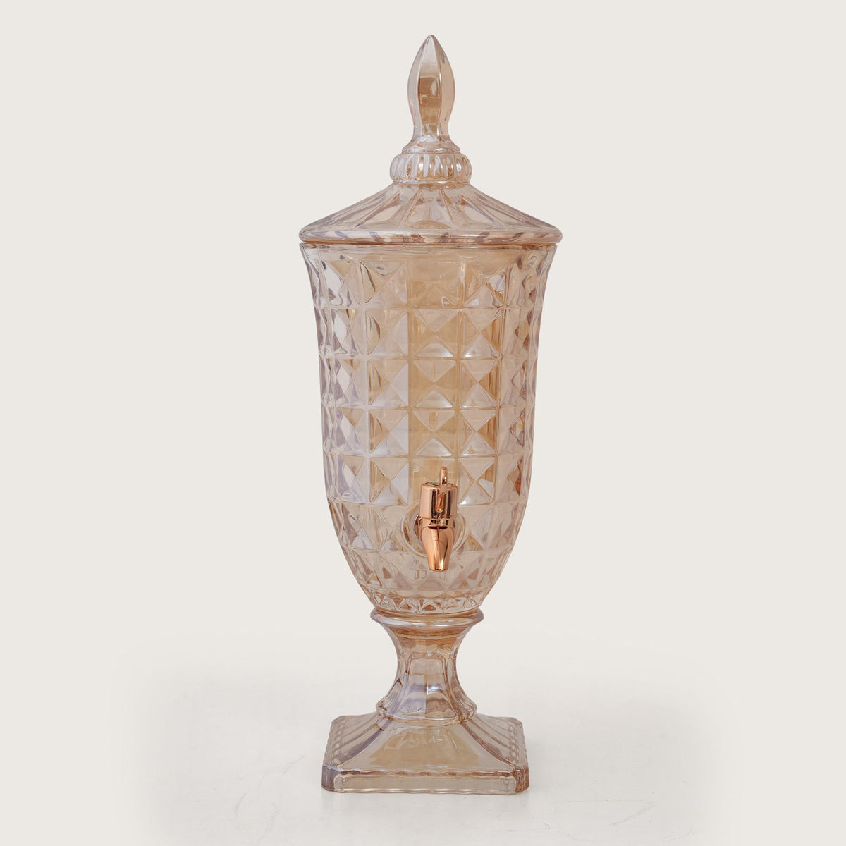 Amber Crystal Glass Beverage Dispenser Set with 6 Glasses (2L)