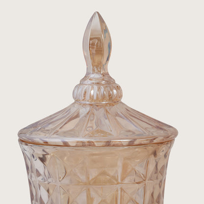 Amber Crystal Glass Beverage Dispenser Set with 6 Glasses (2L)