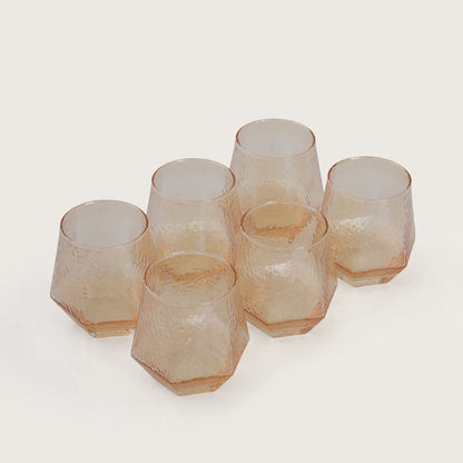 Amber Crystal Glass Beverage Dispenser Set with 6 Glasses (2L)