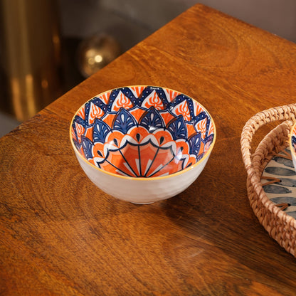 Orange & Blue Mandala Ceramic Bowl