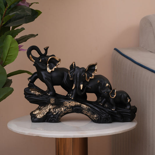 Heritage Trunk-Up Elephant Trio Sculpture