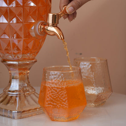 Amber Crystal Glass Beverage Dispenser Set with 6 Glasses (2L)