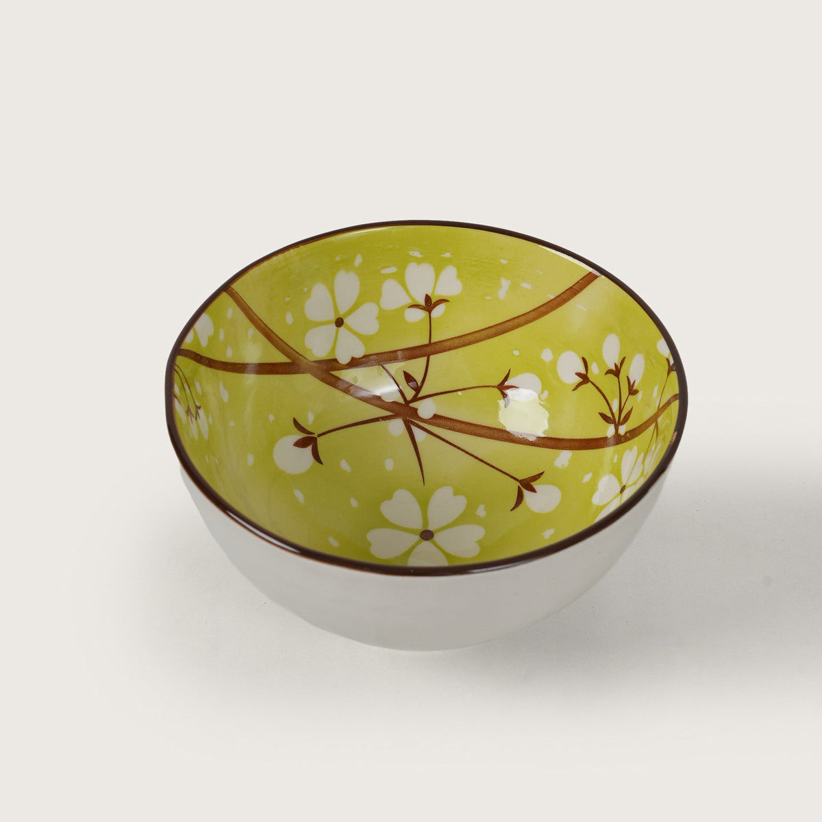 Green Cherry Blossom Ceramic Bowl