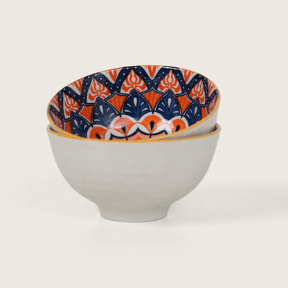 Orange & Blue Mandala Ceramic Bowl