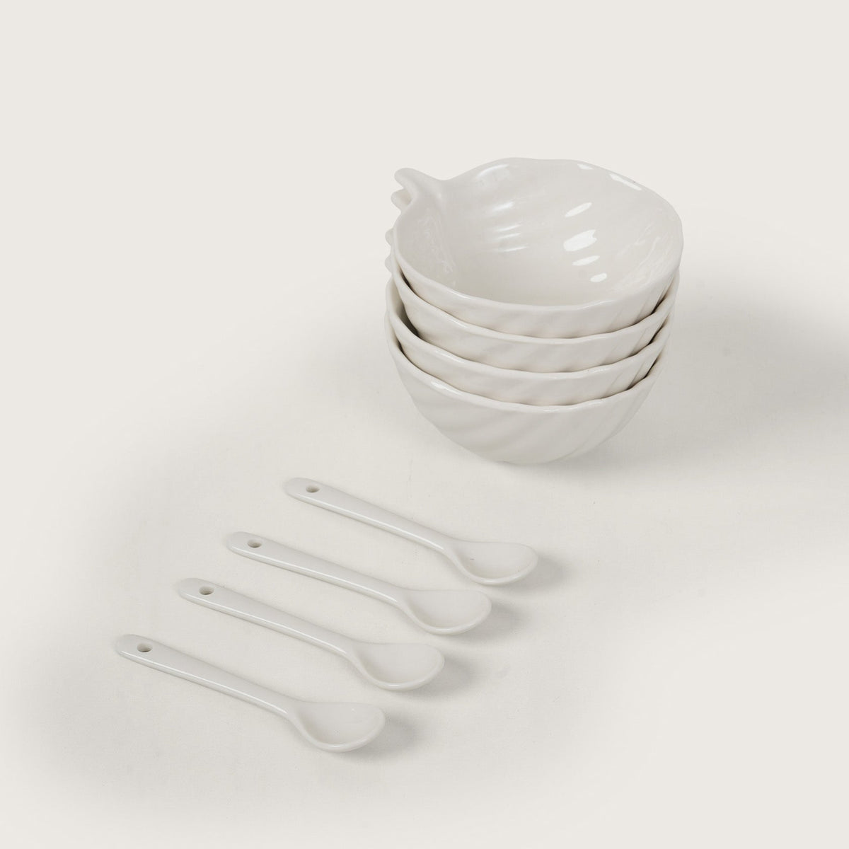 Leaf Dessert Bowls with Spoons