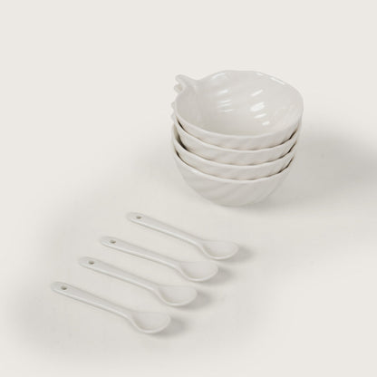 Leaf Dessert Bowls with Spoons