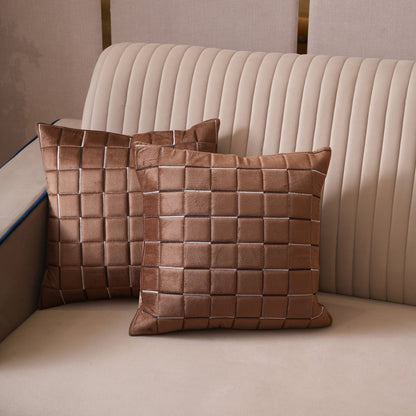 Quilted Grid Velvet Cushion Covers