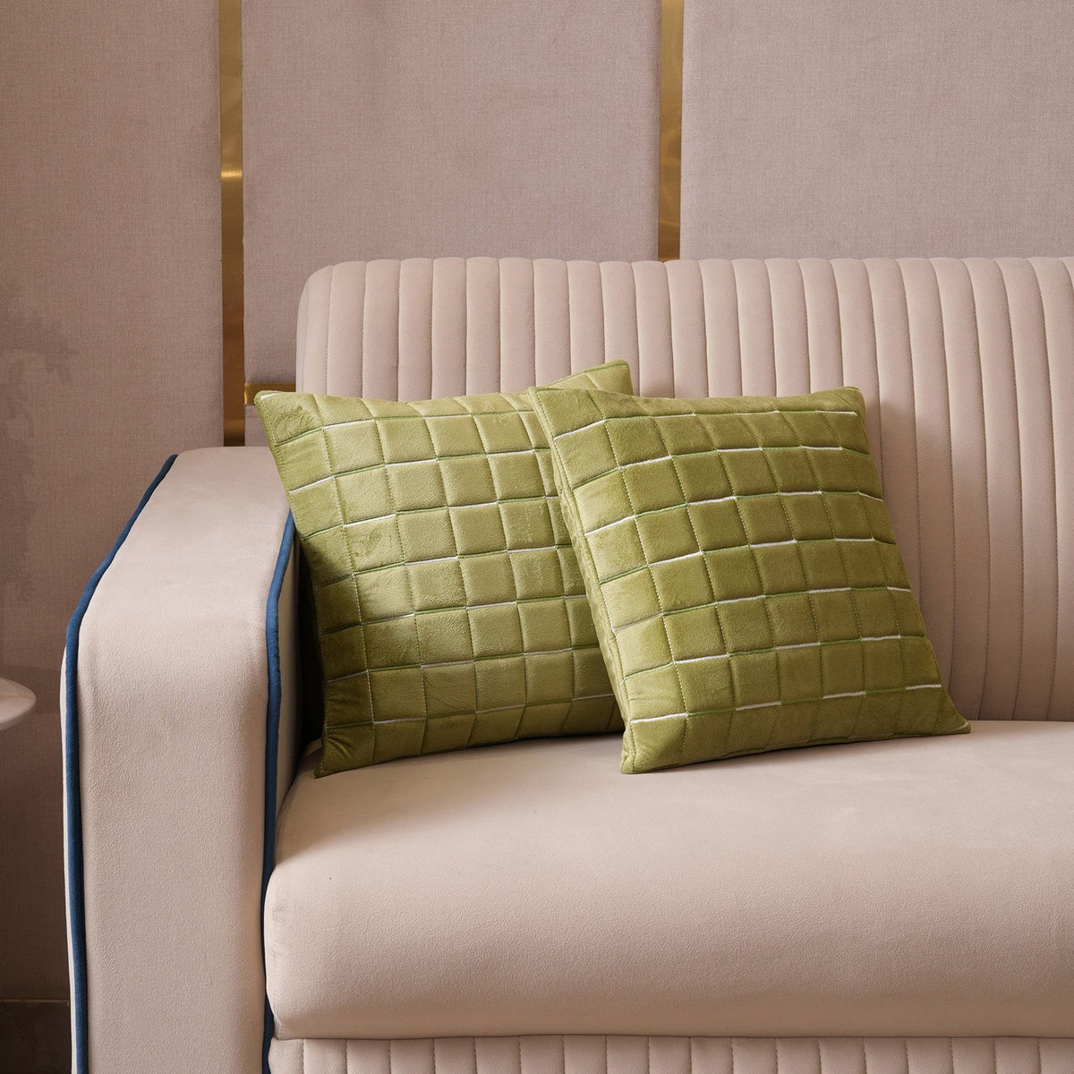 Quilted Grid Velvet Cushion Covers
