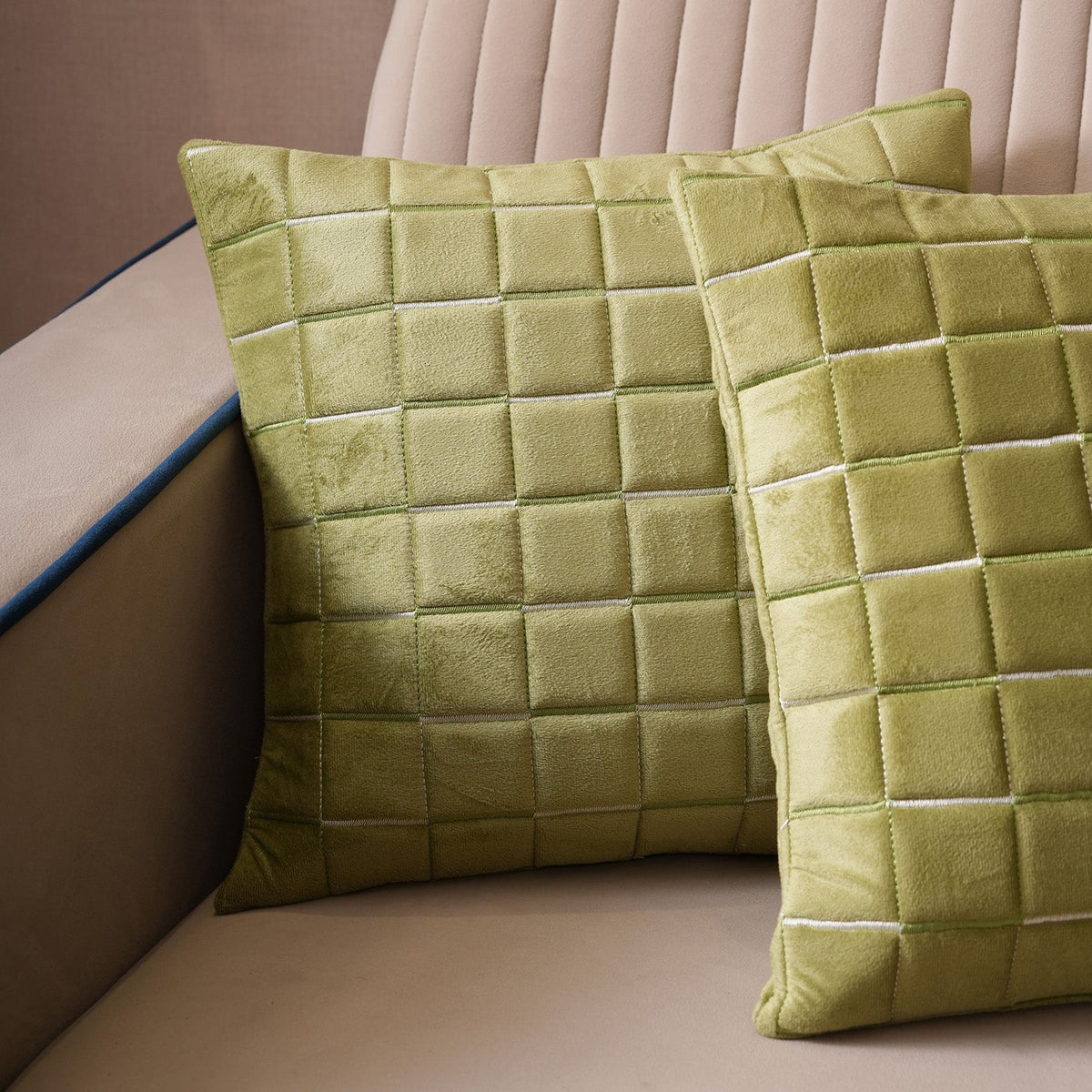 Quilted Grid Velvet Cushion Covers