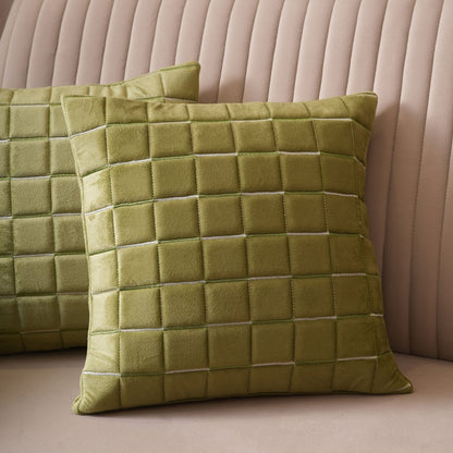 Quilted Grid Velvet Cushion Covers