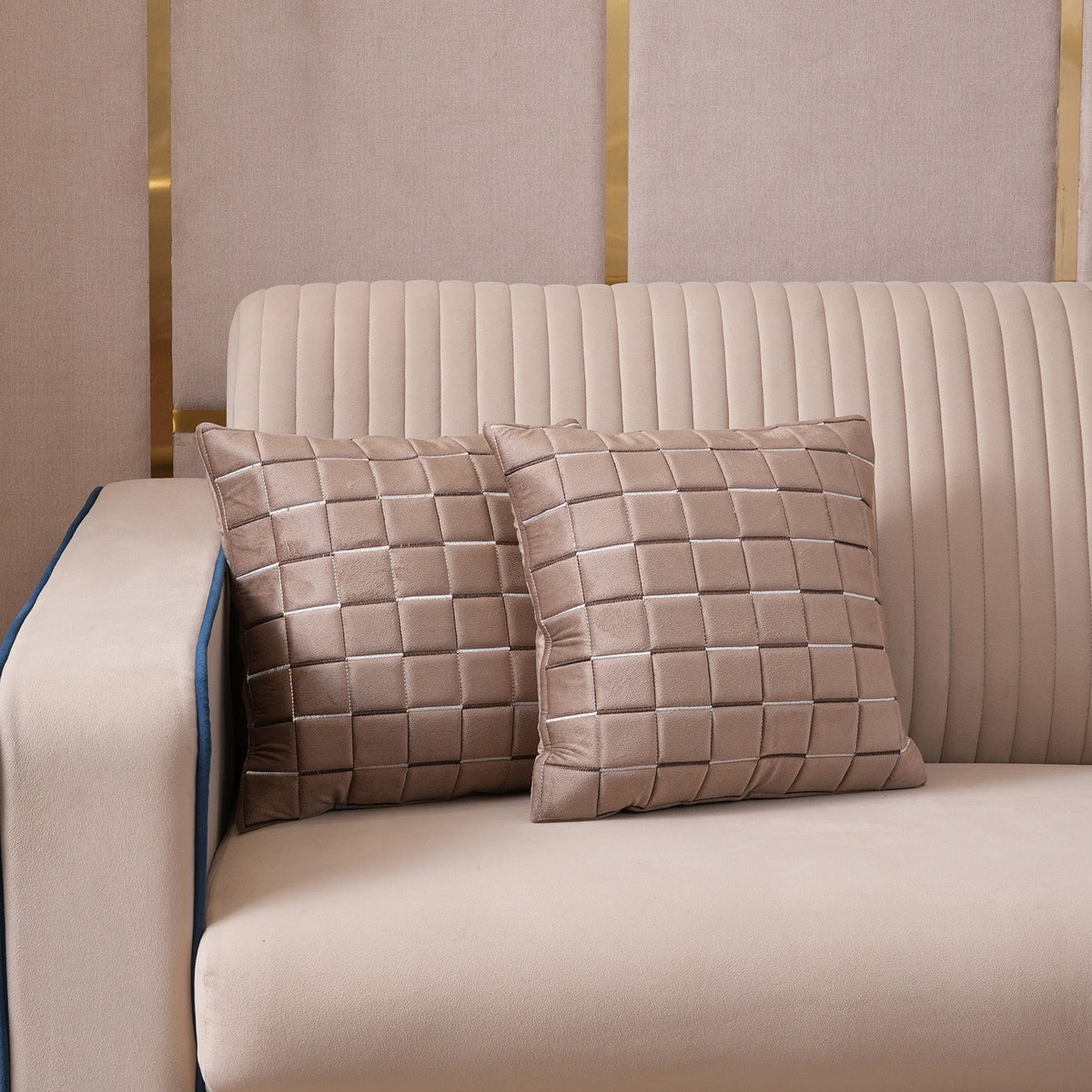 Quilted Grid Velvet Cushion Covers