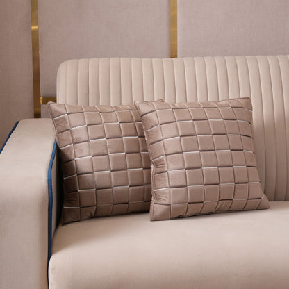 Quilted Grid Velvet Cushion Covers