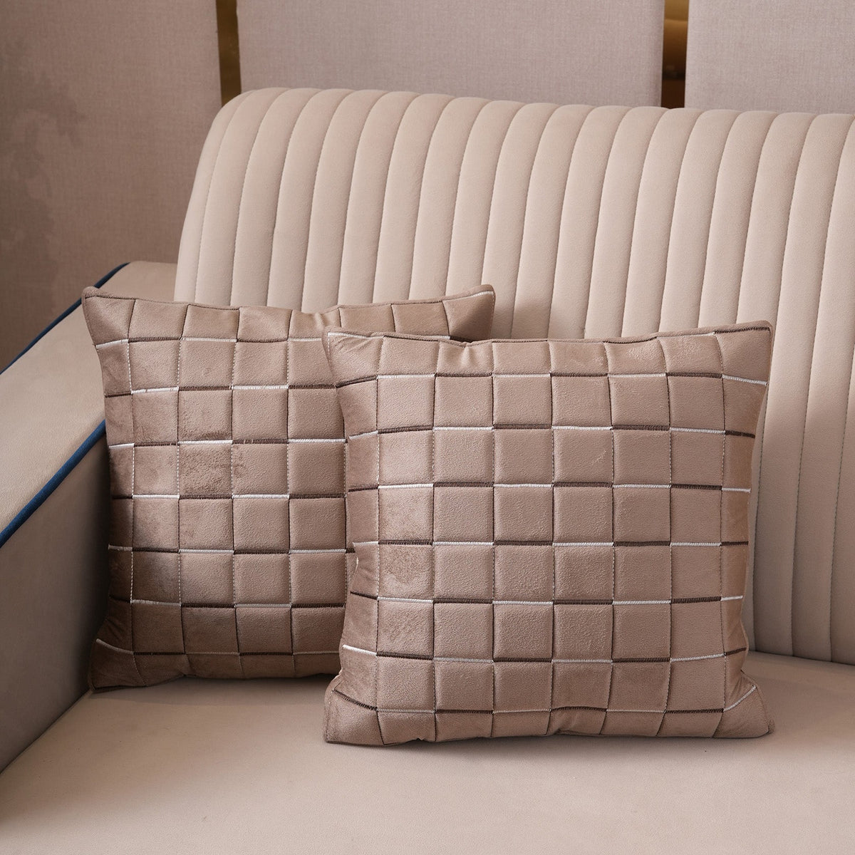 Quilted Grid Velvet Cushion Covers