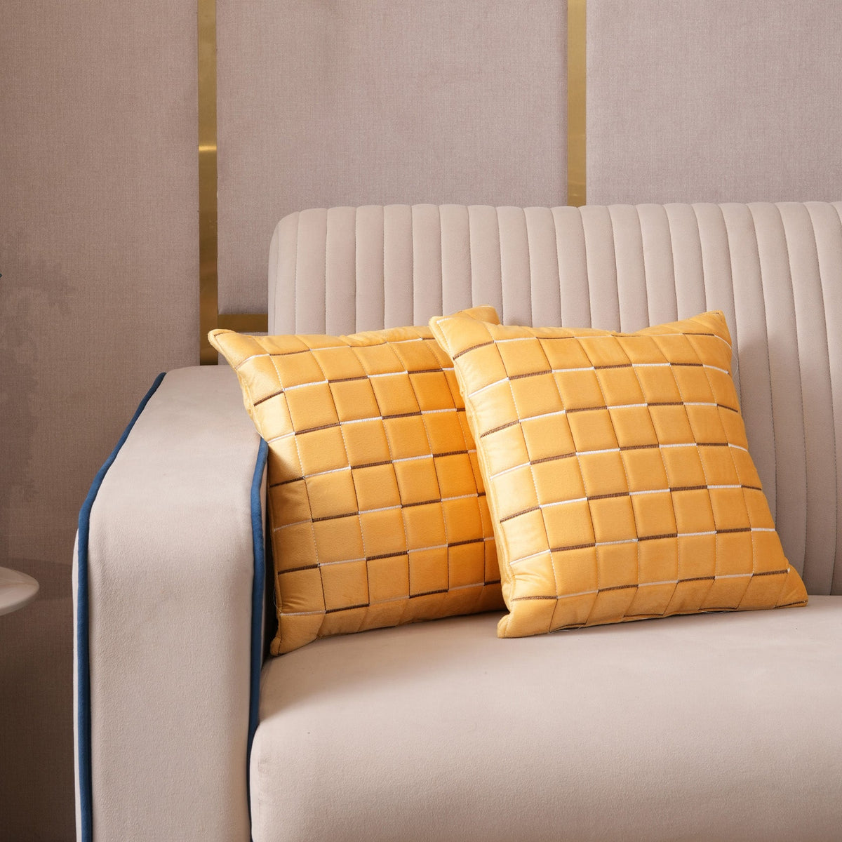 Quilted Grid Velvet Cushion Covers
