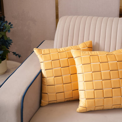 Quilted Grid Velvet Cushion Covers
