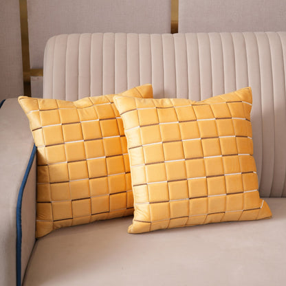 Quilted Grid Velvet Cushion Covers