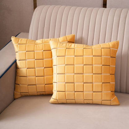 Quilted Grid Velvet Cushion Covers