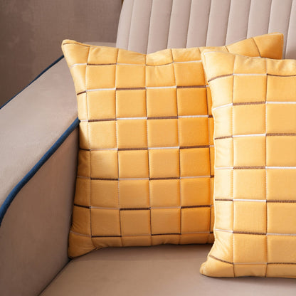Quilted Grid Velvet Cushion Covers