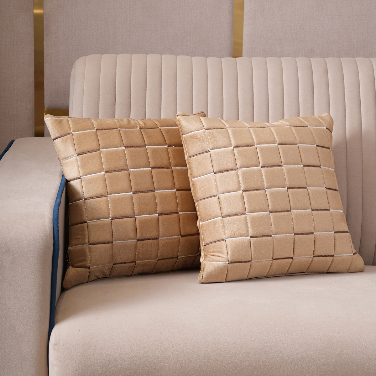 Quilted Grid Velvet Cushion Covers