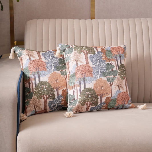 Enchanted Forest Tasseled Cushion Cover