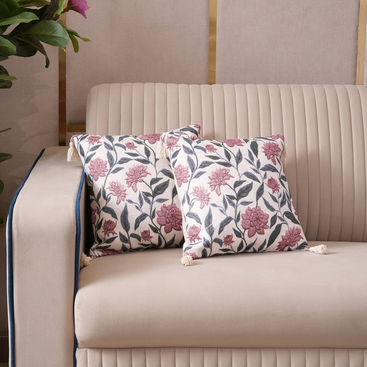 Meadow Blossom Tasseled Cushion