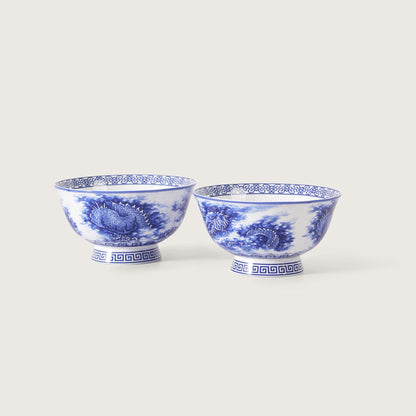 Royal Blue Dragon Soup Bowl - Set of 2