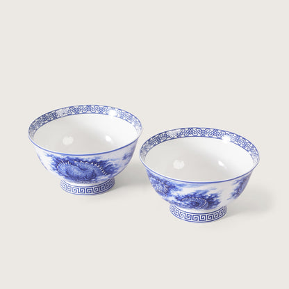 Royal Blue Dragon Soup Bowl - Set of 2
