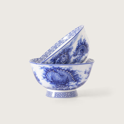 Royal Blue Dragon Soup Bowl - Set of 2