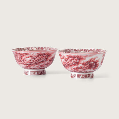 Royal Red Dragon Soup Bowl - Set of 2