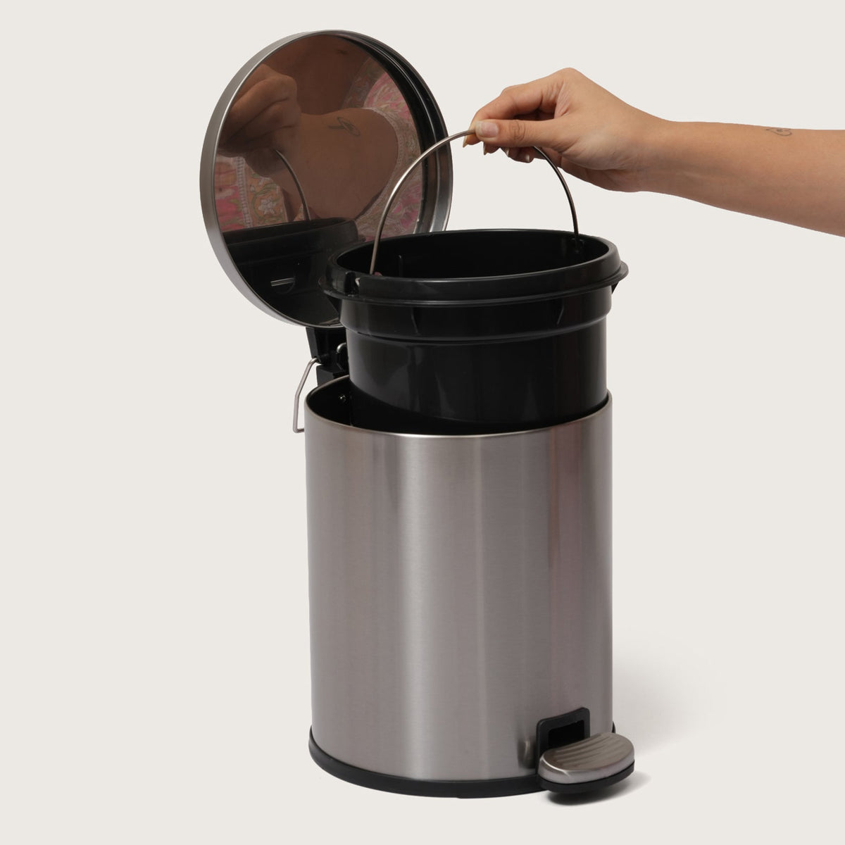 European Steel Pedal Dustbin - Silver