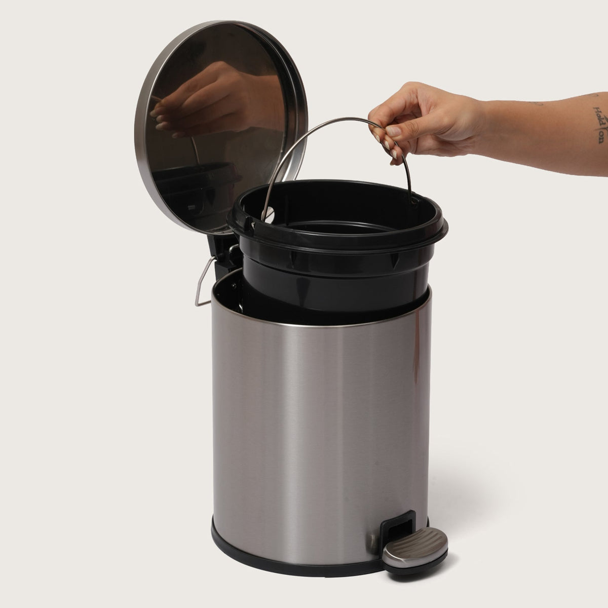 European Steel Pedal Dustbin - Silver