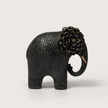 Textured Elephant Sculpture with Flower Headpiece
