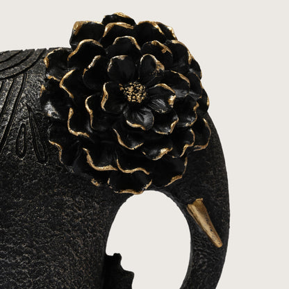 Textured Elephant Sculpture with Flower Headpiece
