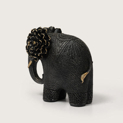 Textured Elephant Sculpture with Flower Headpiece