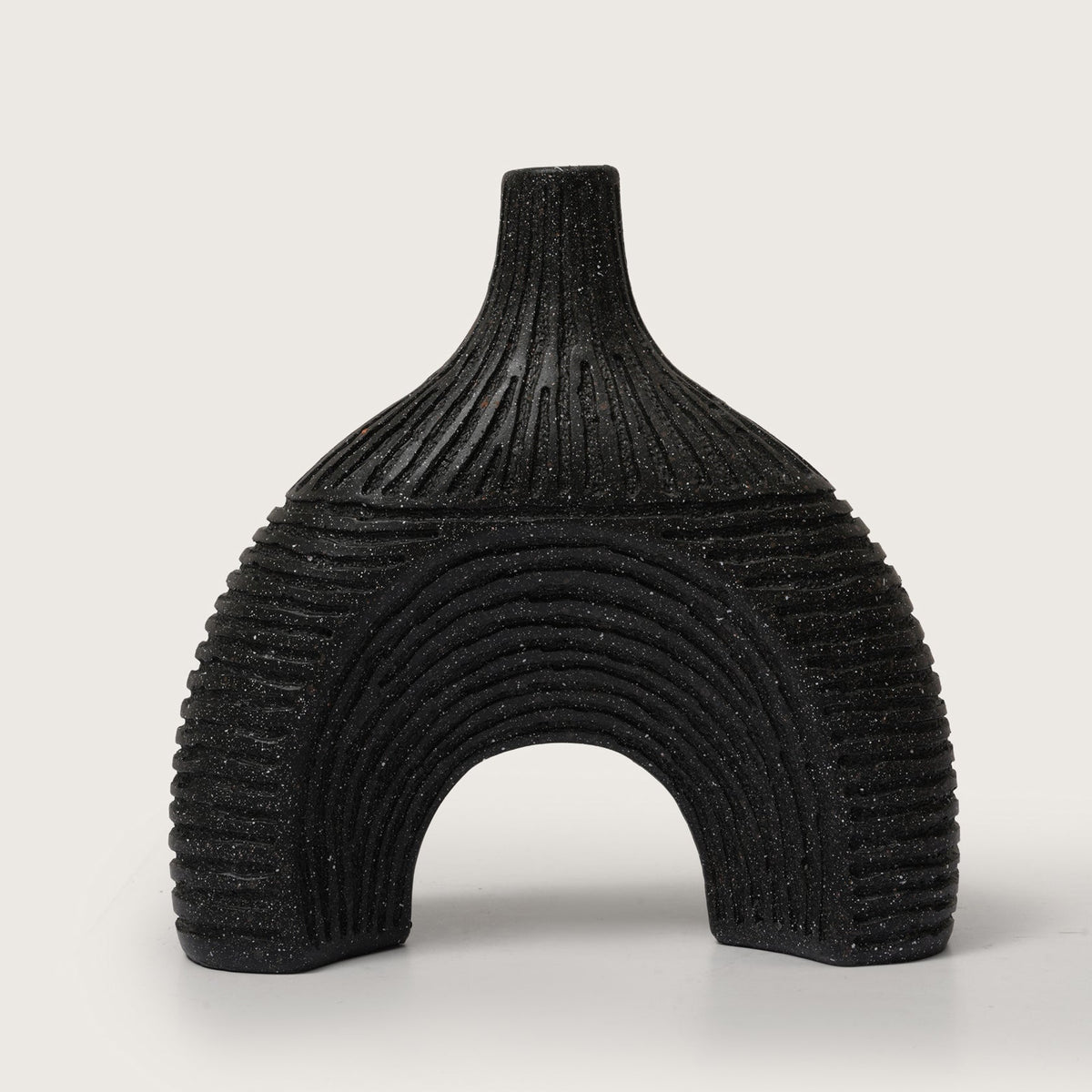 Glazed Black Arch Vase