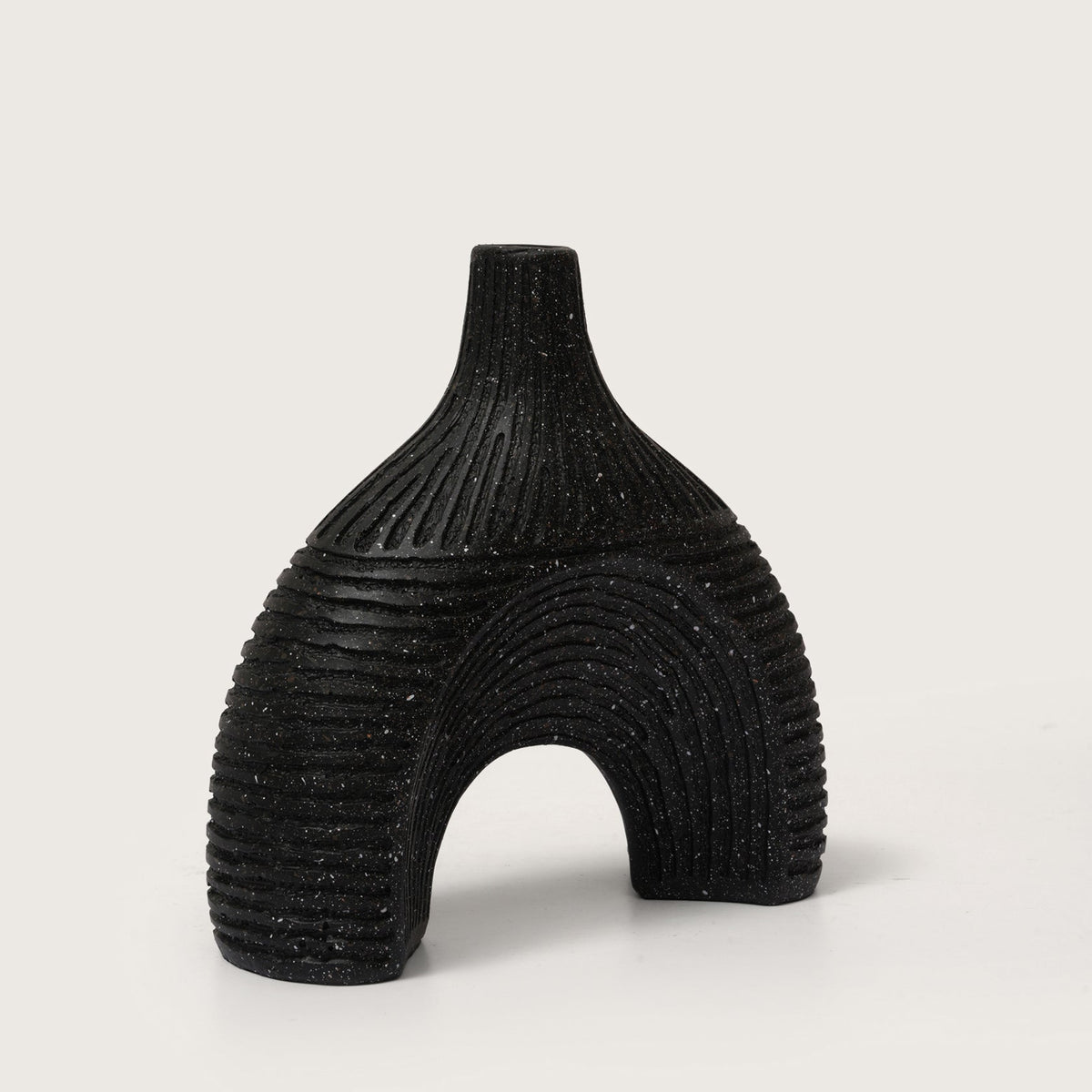 Glazed Black Arch Vase