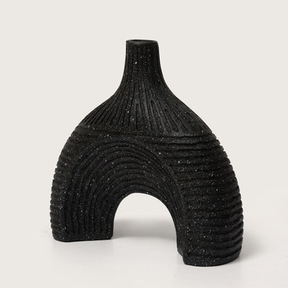 Glazed Black Arch Vase