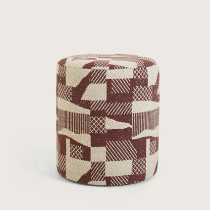 Pattern Printed Ottomans Footstools Burgundy & Cream